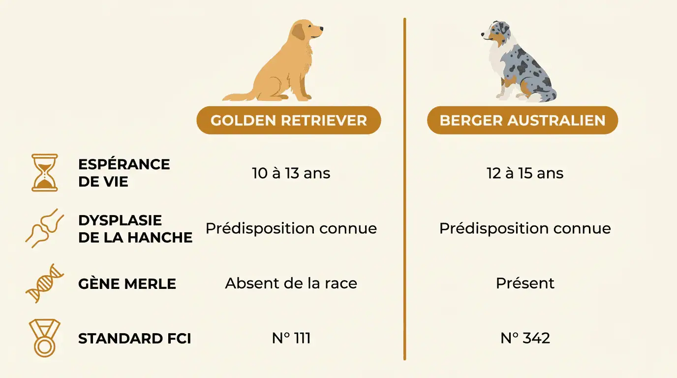 Infographie santé et espérance de vie du golden aussie